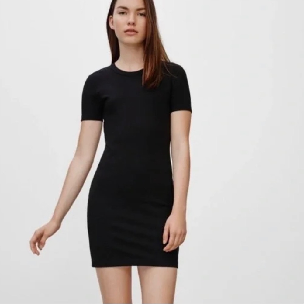 Aritzia Sunday Best Miller Dress Black Short Sleeve Stretch Dress XS